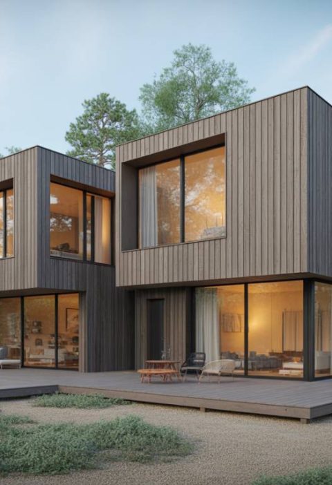 Utiliser le bois brûlé (Shou Sugi Ban) pour habiller les façades d’une maison cubique : esthétique et durabilité