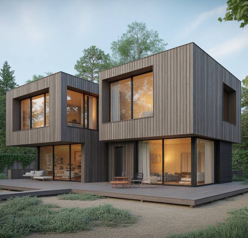 Utiliser le bois brûlé (Shou Sugi Ban) pour habiller les façades d’une maison cubique : esthétique et durabilité
