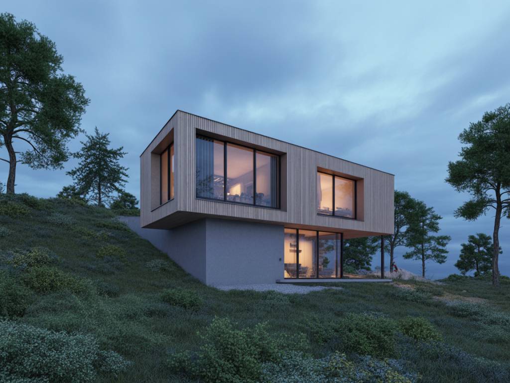 Maison cubique en pente : comment concevoir une architecture moderne sur terrain en dénivelé