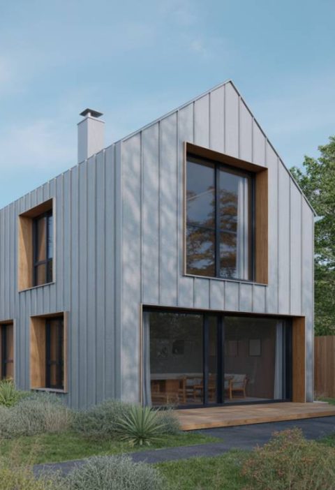 Maison cubique en bardage zinc : moderniser la façade avec un matériau durable et élégant