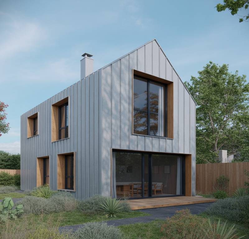Maison cubique en bardage zinc : moderniser la façade avec un matériau durable et élégant