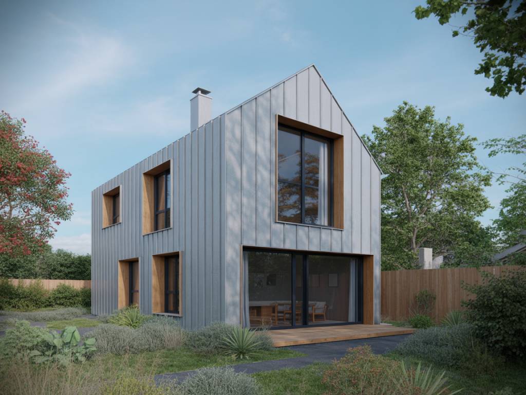 Maison cubique en bardage zinc : moderniser la façade avec un matériau durable et élégant